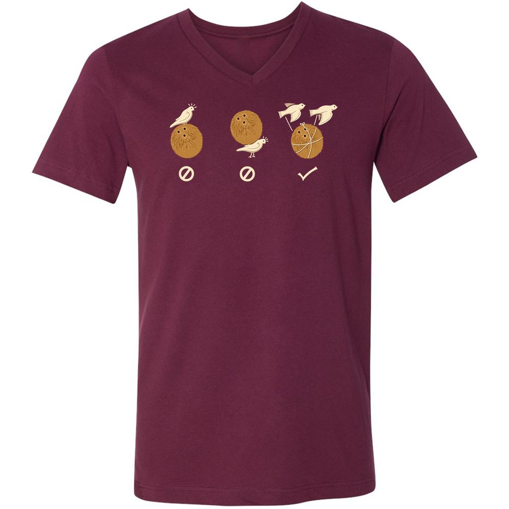 Unisex V-Neck T-Shirt - H9T11P8N - Maroon - 6