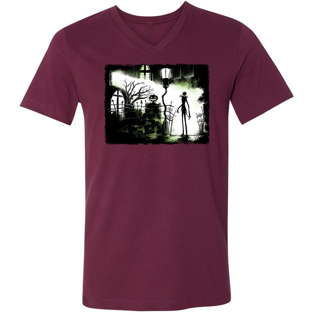 Unisex V-Neck T-Shirt - Black - Maroon - 6