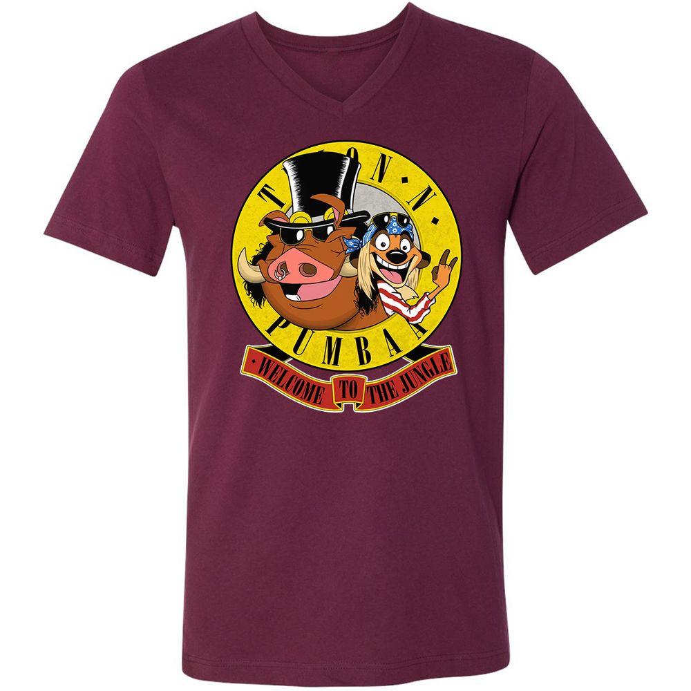 Unisex V-Neck T-Shirt - Black - Maroon - 6