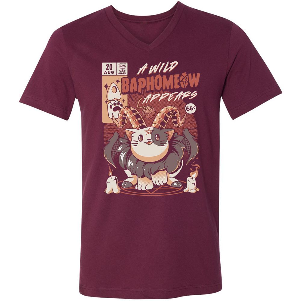 Unisex V-Neck T-Shirt - EWYJYKH8 - Maroon - 6