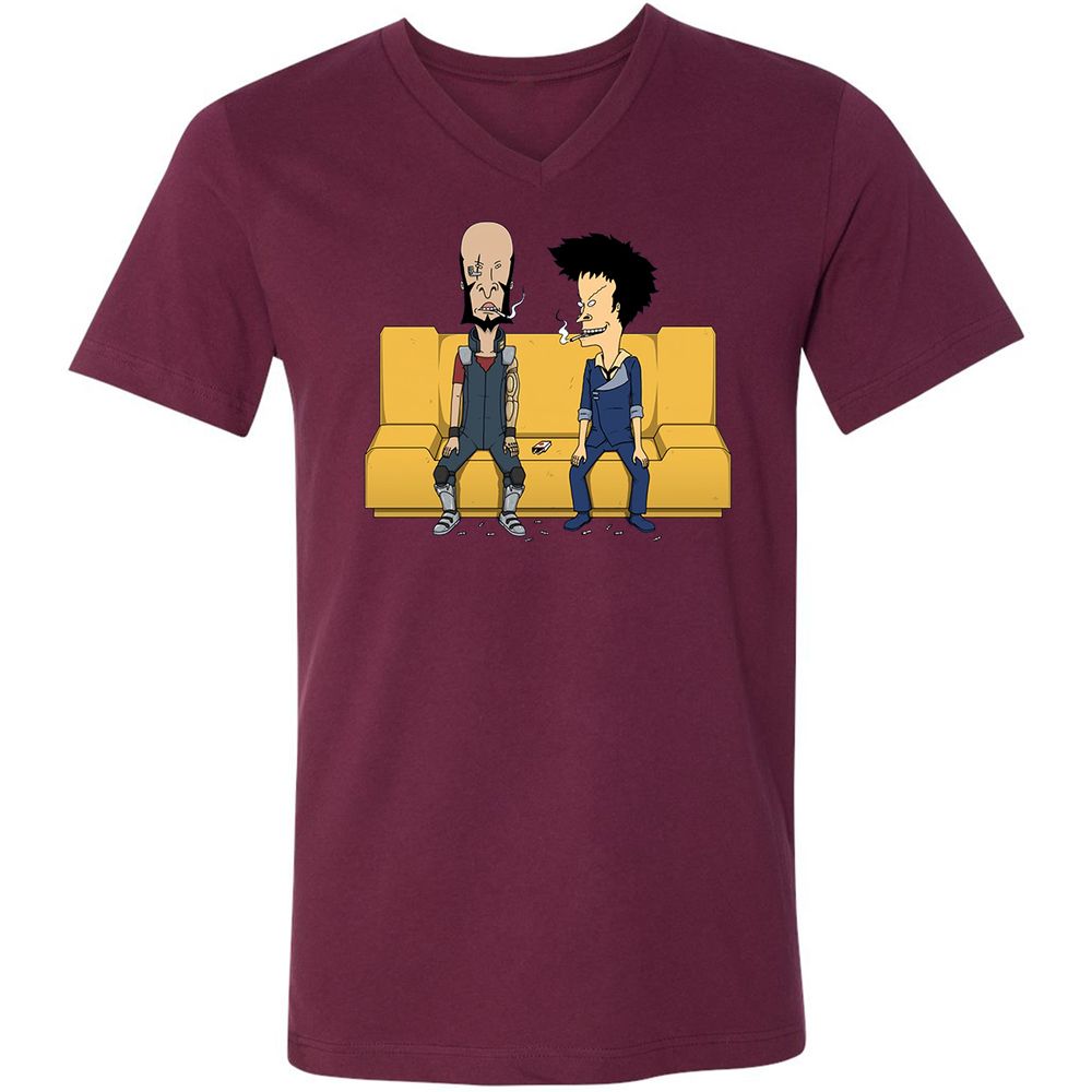 Unisex V-Neck T-Shirt - SLL4CKTH - Maroon - 6