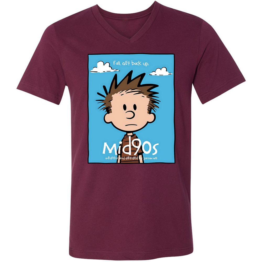 Unisex V-Neck T-Shirt - 4LGGD5H2 - Maroon - 6