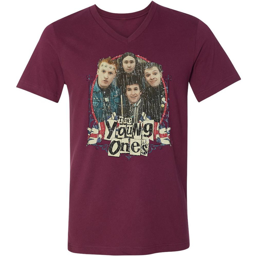 Unisex V-Neck T-Shirt - FBQXRT5H - Maroon - 6