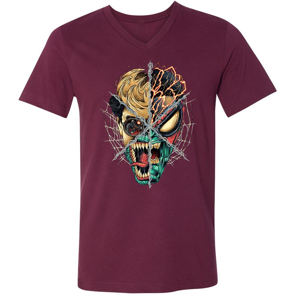 Unisex V-Neck T-Shirt - X1GMQ7E5 - Maroon - 6