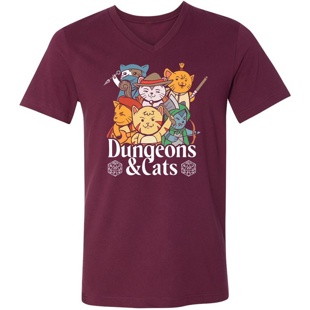 Unisex V-Neck T-Shirt - CUDMLNLW - Maroon - 6