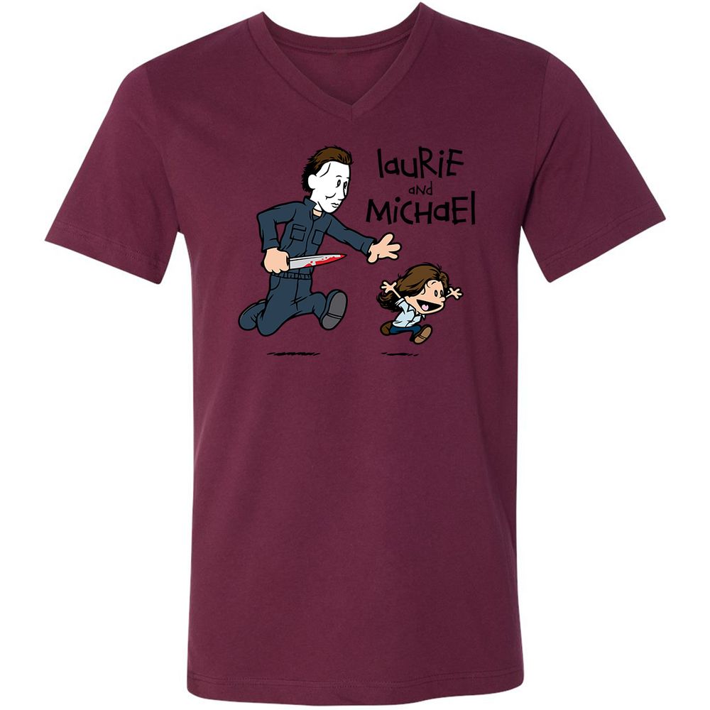 Unisex V-Neck T-Shirt - XHG1KLZC - Maroon - 6
