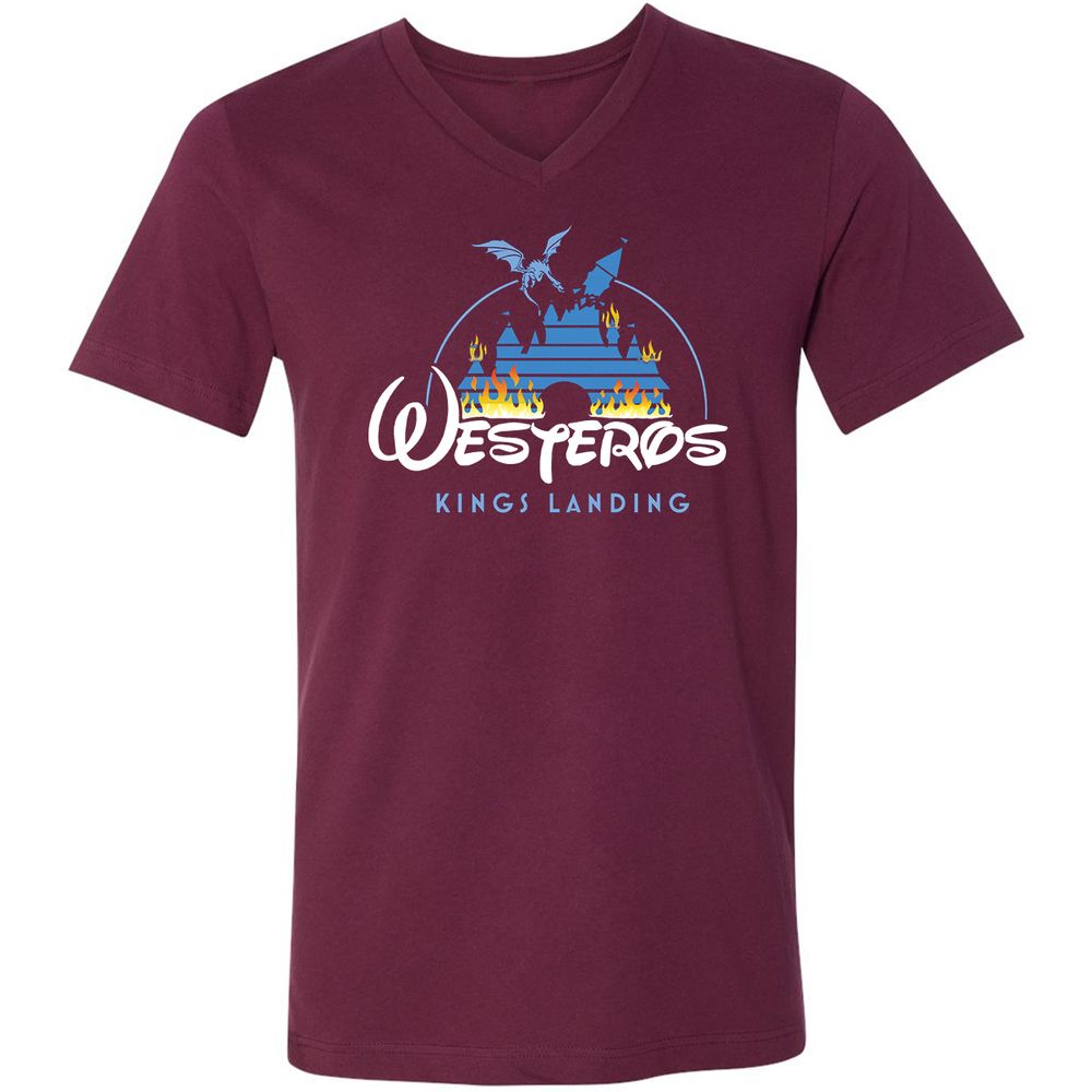 Unisex V-Neck T-Shirt - UCTALBPQ - Maroon - 6