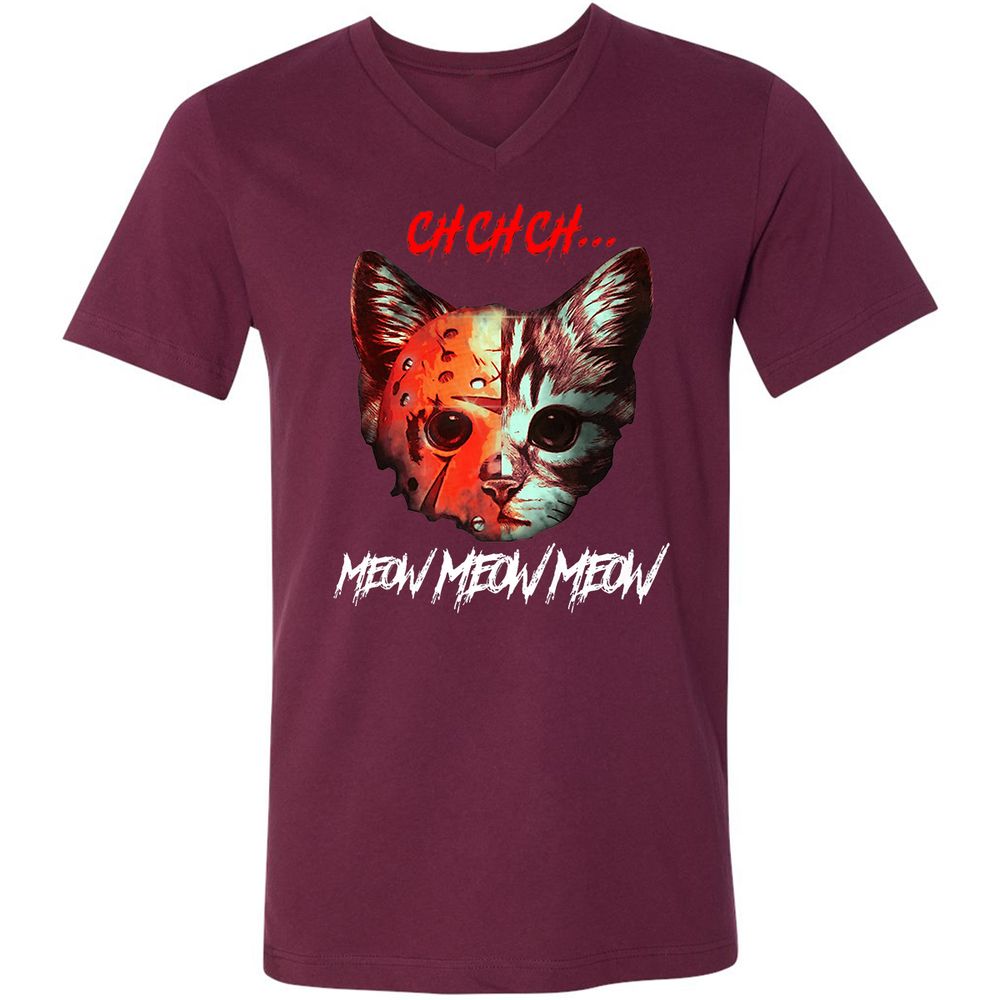 Unisex V-Neck T-Shirt - 75NSGXPQ - Maroon - 6