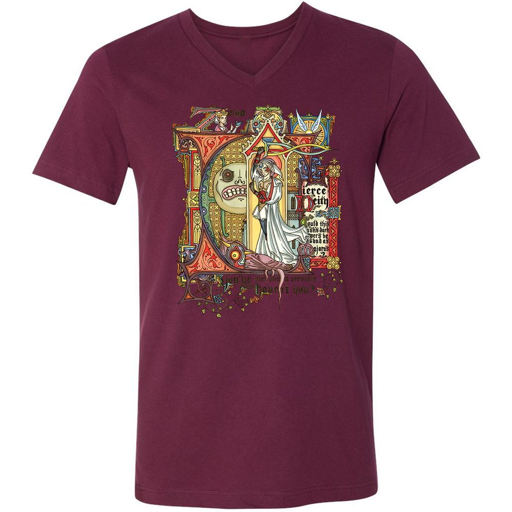 Unisex V-Neck T-Shirt - RXGYKFC4 - Maroon - 6