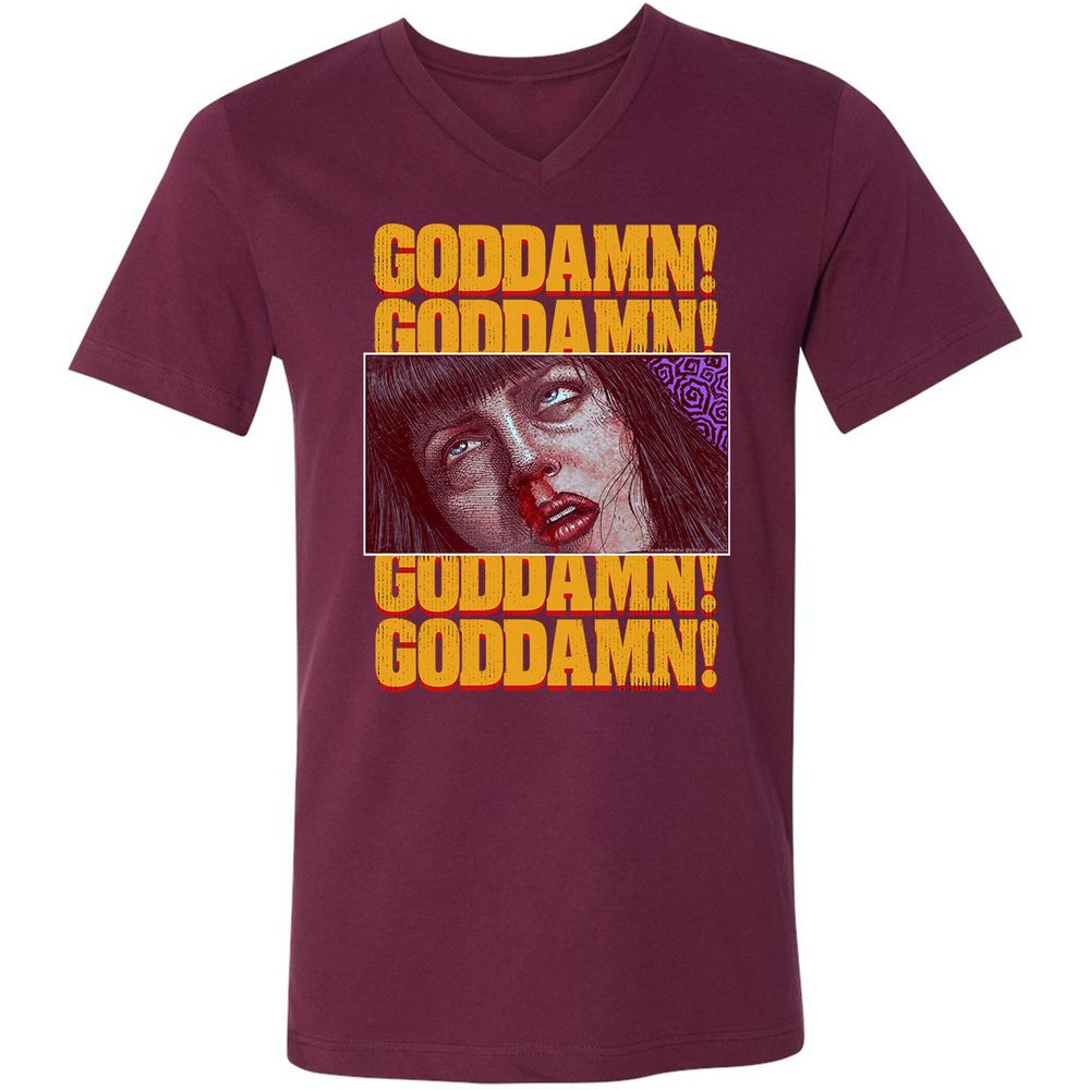 Unisex V-Neck T-Shirt - A4VPZZ6E - Maroon - 6