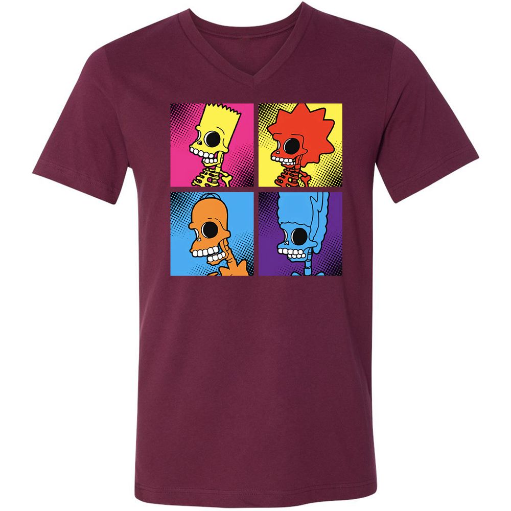 Unisex V-Neck T-Shirt - 5S9KB44U - Maroon - 6