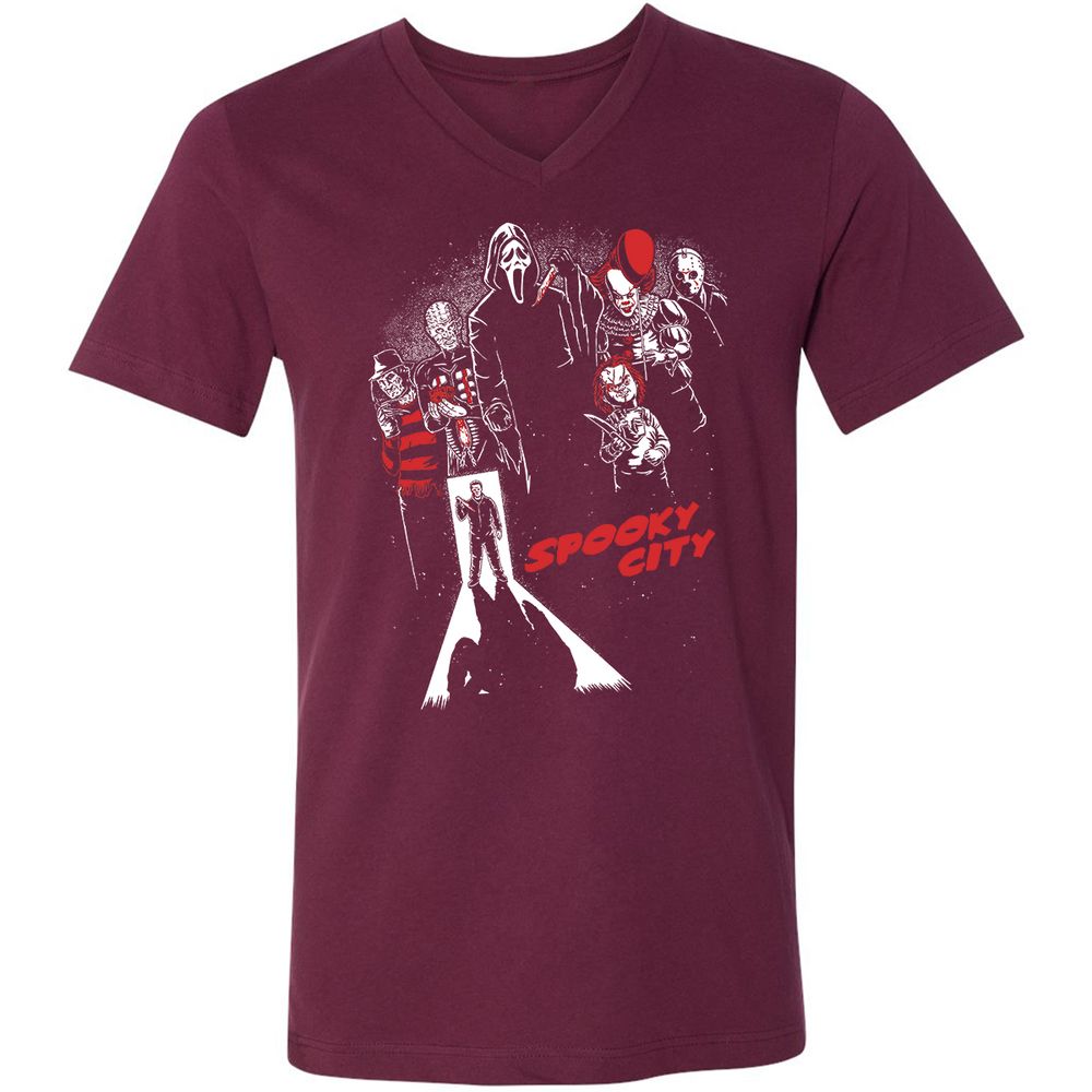 Unisex V-Neck T-Shirt - TA5EA8AE - Maroon - 6