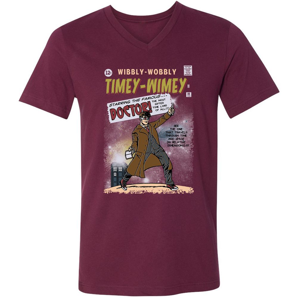 Unisex V-Neck T-Shirt - CHHZ8CYK - Maroon - 6