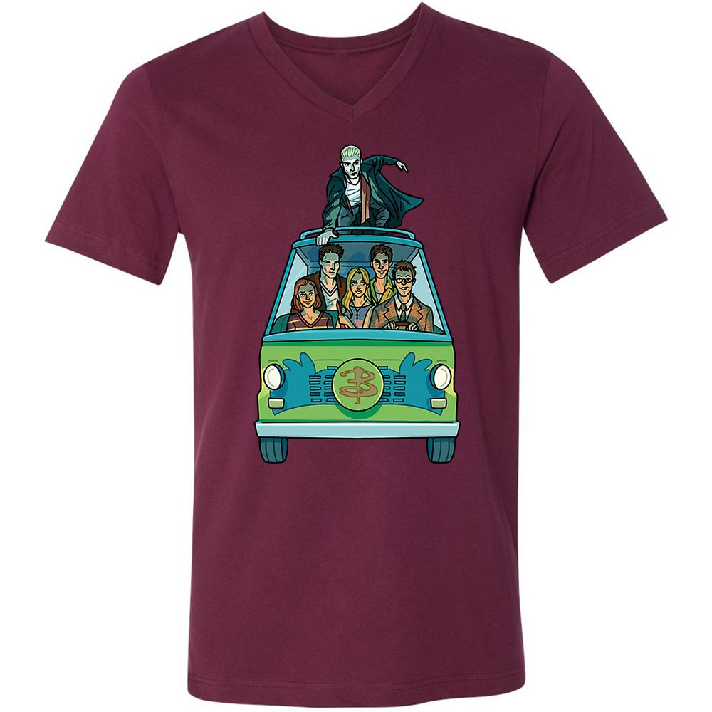 Unisex V-Neck T-Shirt - GWBPYJCQ - Maroon - 6