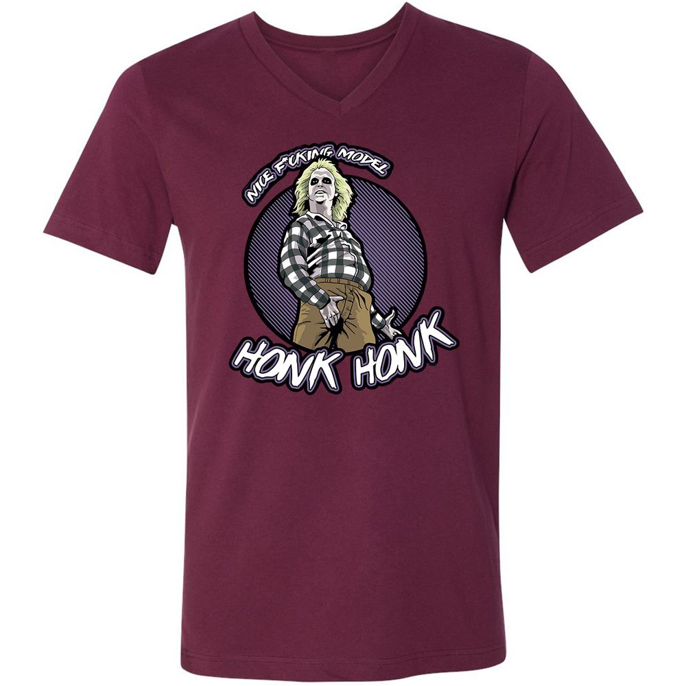 Unisex V-Neck T-Shirt - 28UX9XNW - Maroon - 6