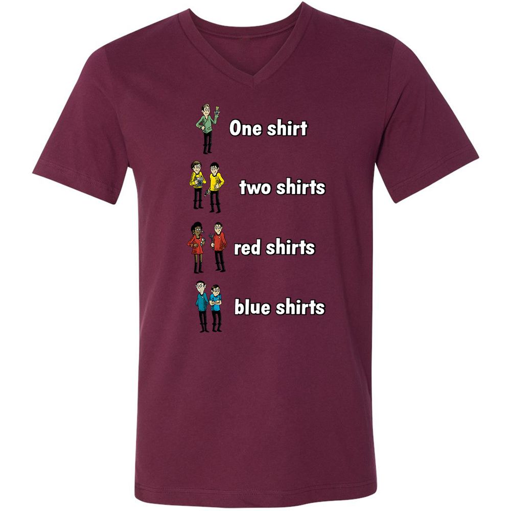 Unisex V-Neck T-Shirt - W339ZALK - Maroon - 6
