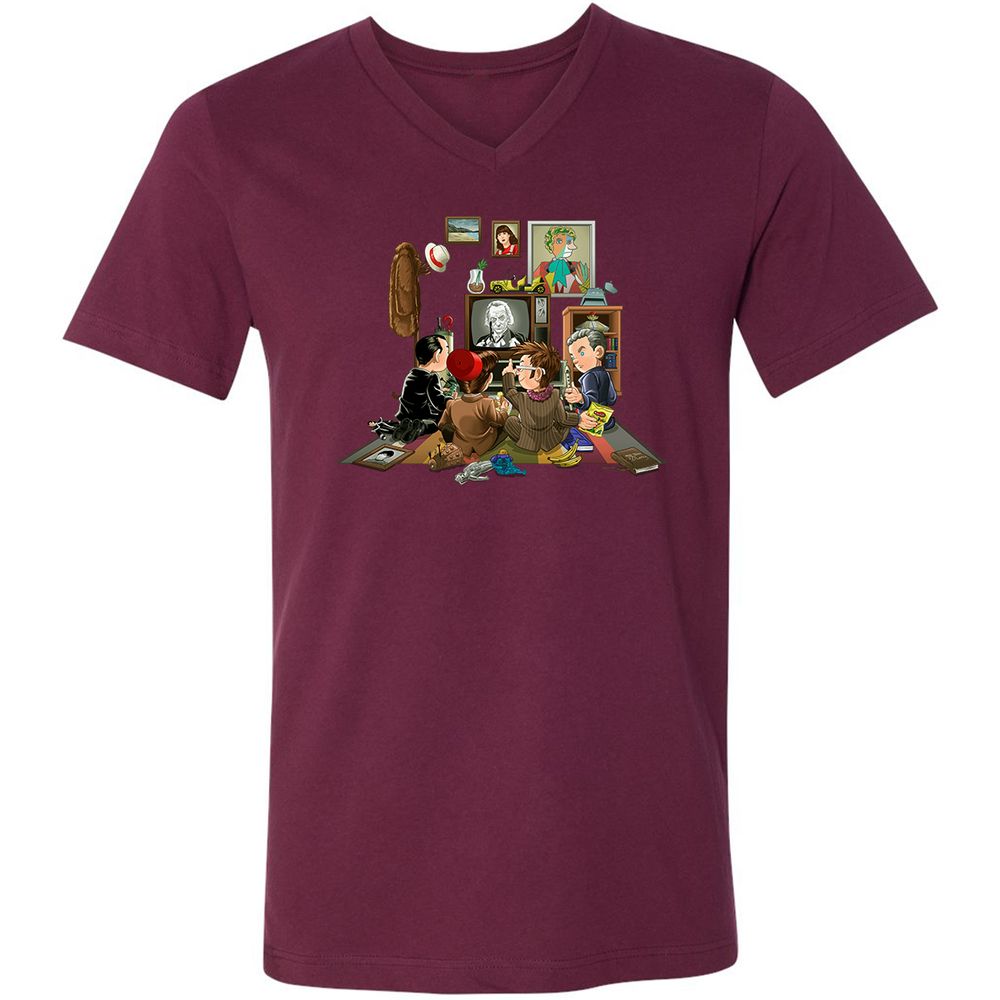 Unisex V-Neck T-Shirt - XZ6L4SJY - Maroon - 6
