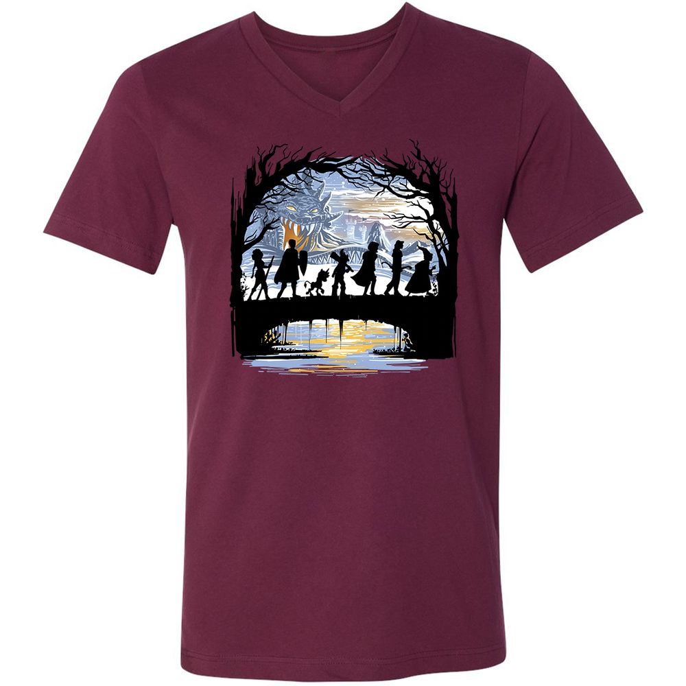 Unisex V-Neck T-Shirt - B54Y35MS - Maroon - 6