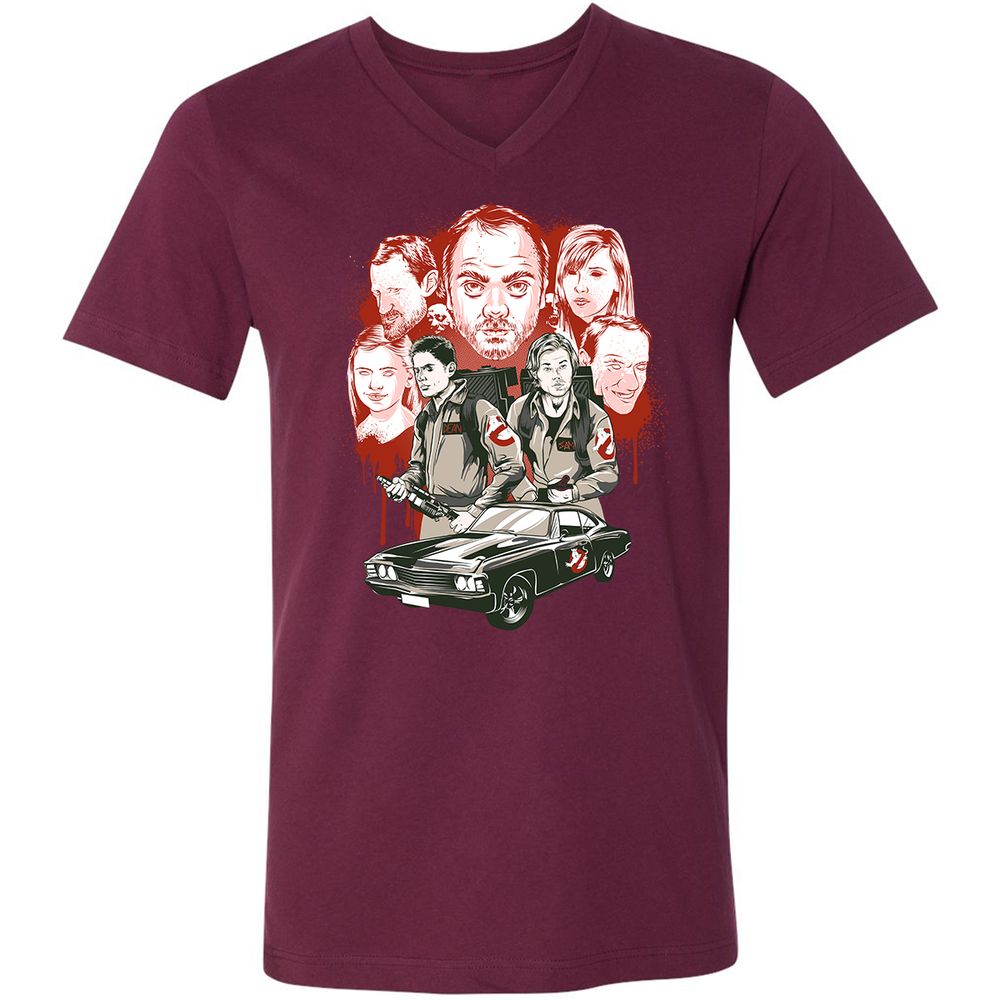 Unisex V-Neck T-Shirt - JN6VNUJB - Maroon - 6