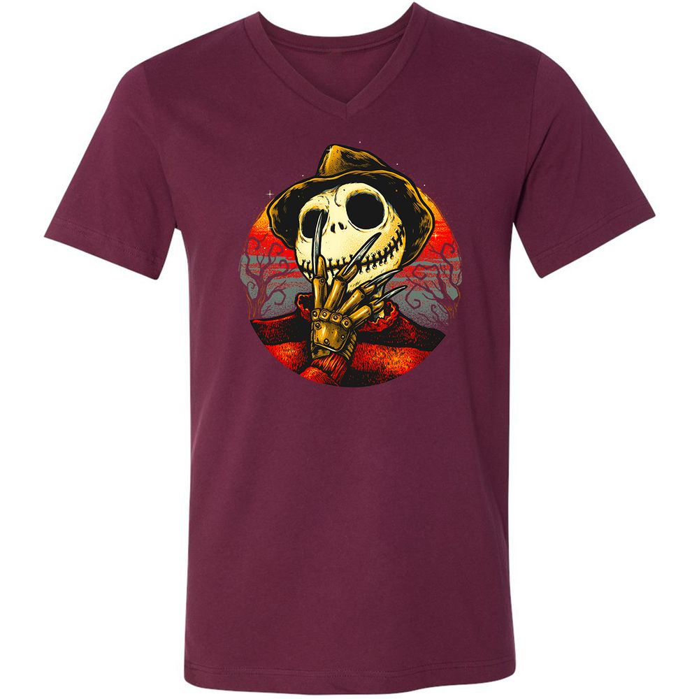 Unisex V-Neck T-Shirt - 3QHLURS4 - Maroon - 6