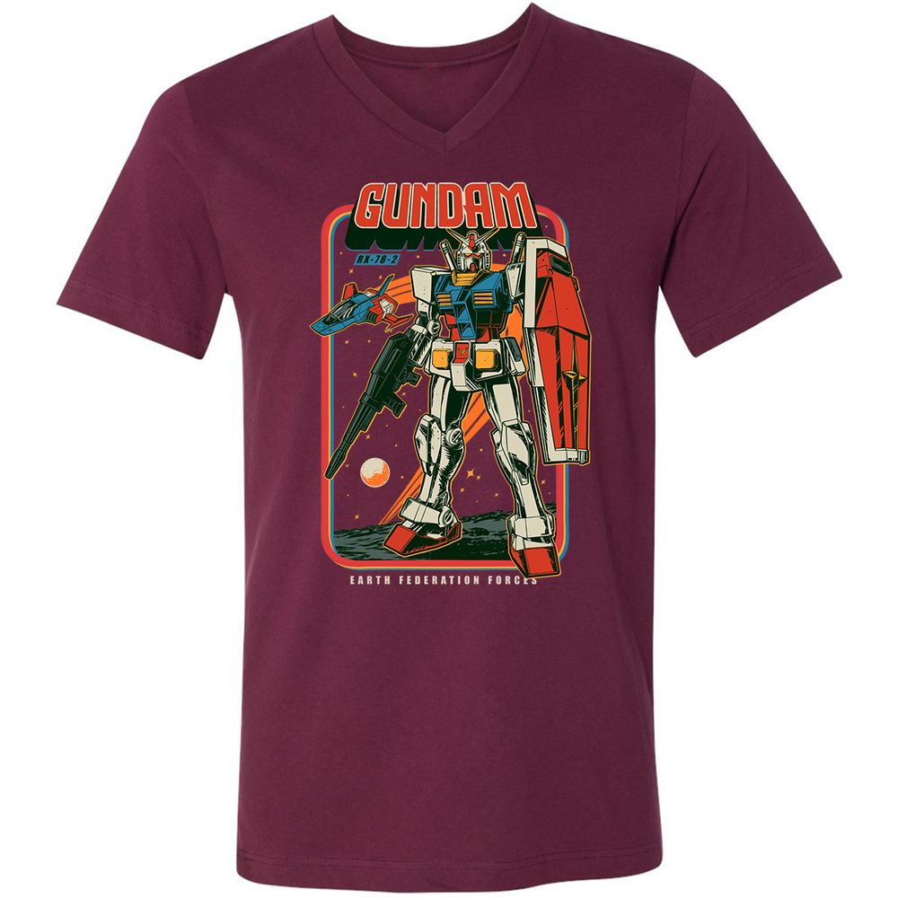 Unisex V-Neck T-Shirt - VGKDKHBZ - Maroon - 6