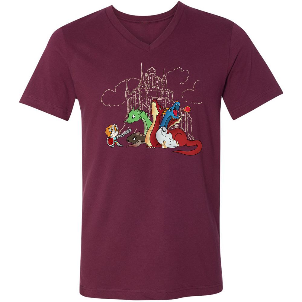 Unisex V-Neck T-Shirt - H3PPBASV - Maroon - 6