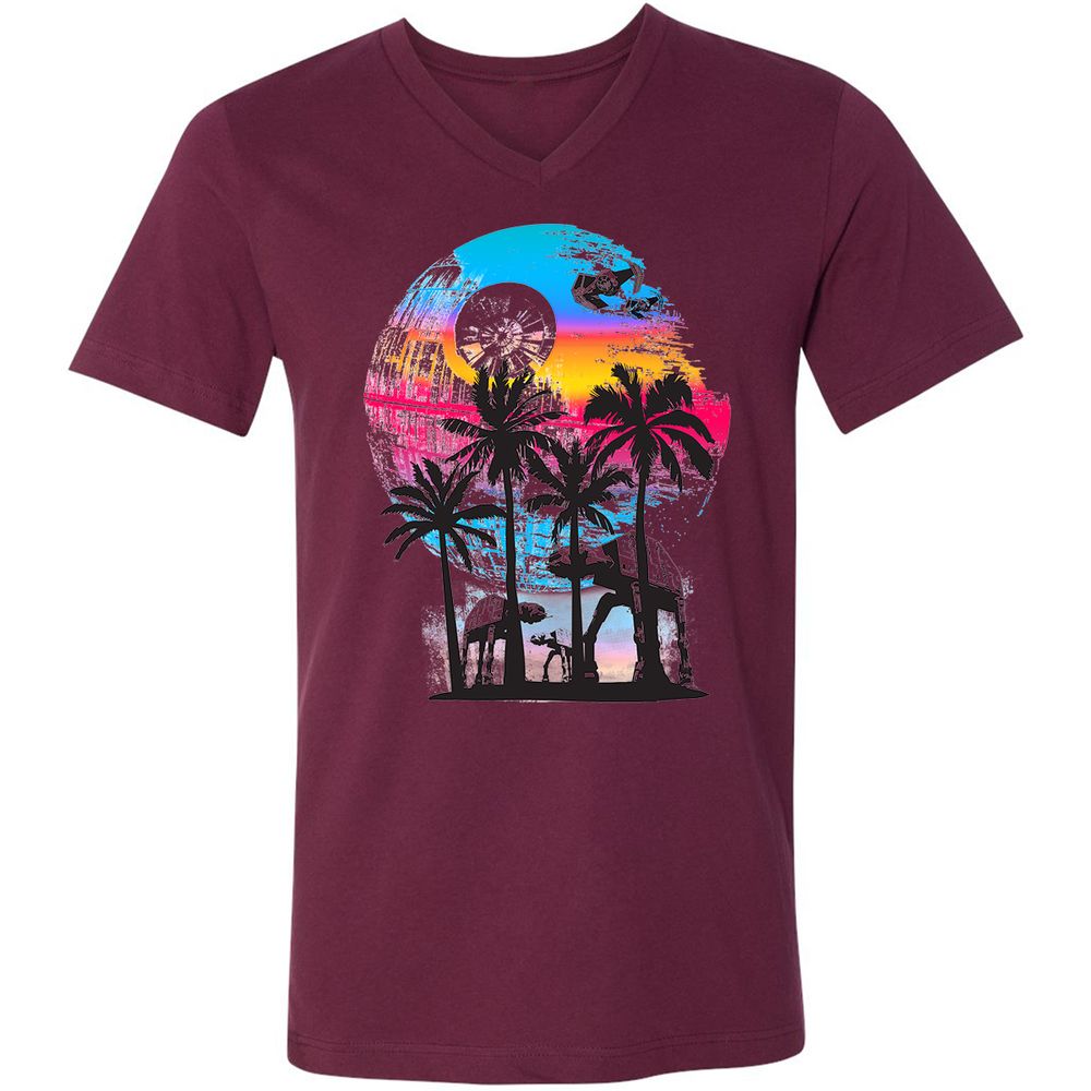 Unisex V-Neck T-Shirt - R7YBZ4DN - Maroon - 6