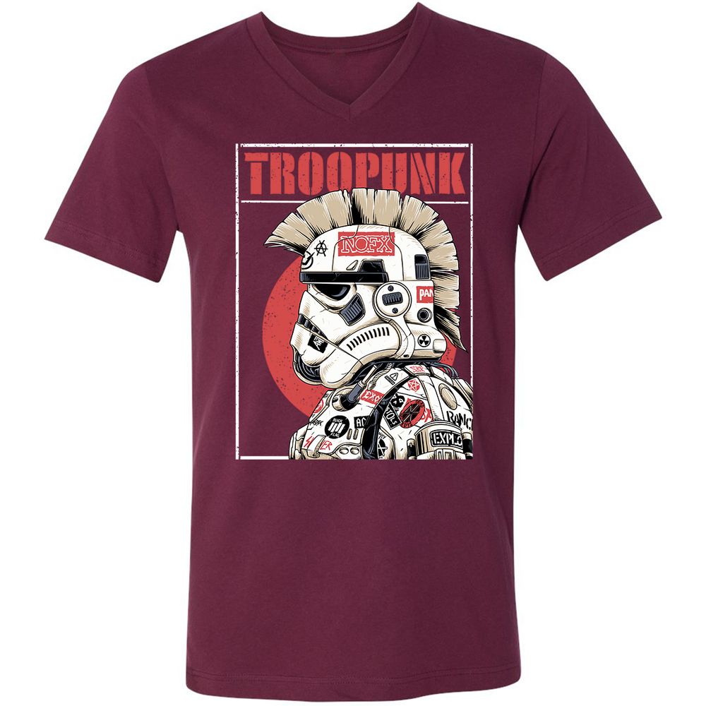 Unisex V-Neck T-Shirt - LF3XM8ZE - Maroon - 6