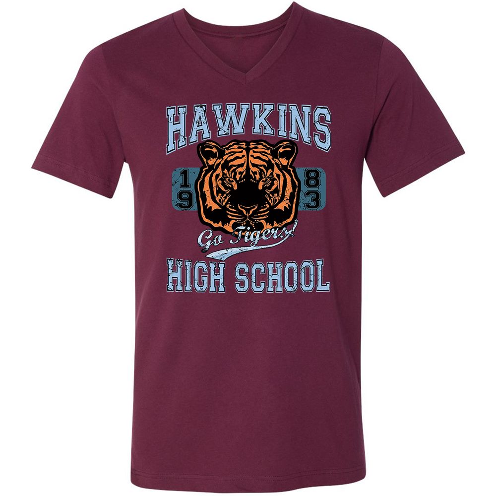 Unisex V-Neck T-Shirt - DVQDPYWF - Maroon - 6