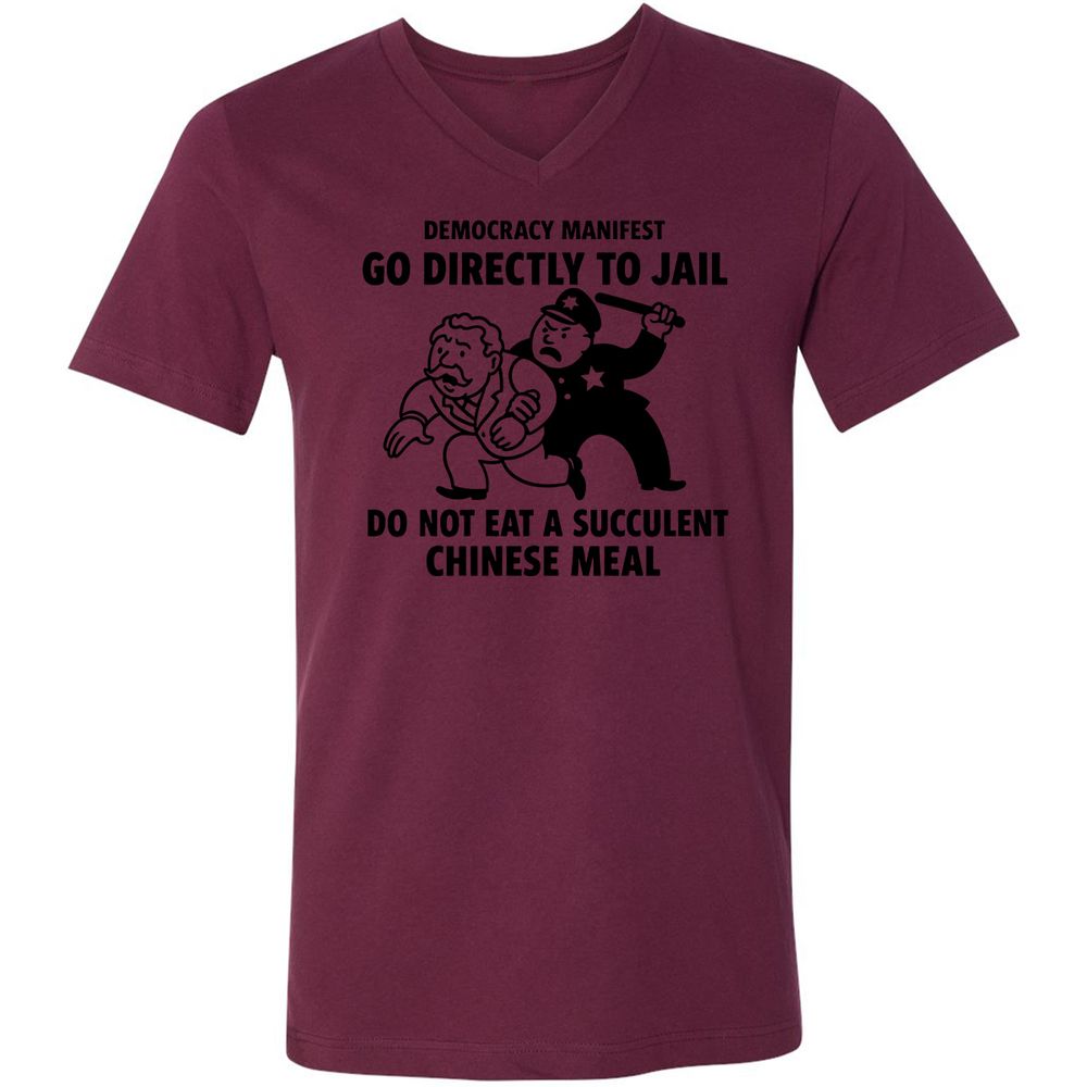 Unisex V-Neck T-Shirt - T5Y4XNMA - Maroon - 6
