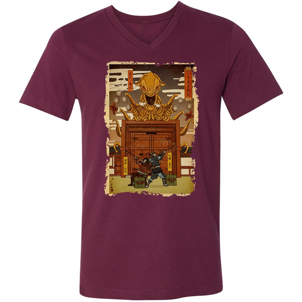 Unisex V-Neck T-Shirt - MREQH3NN - Maroon - 6