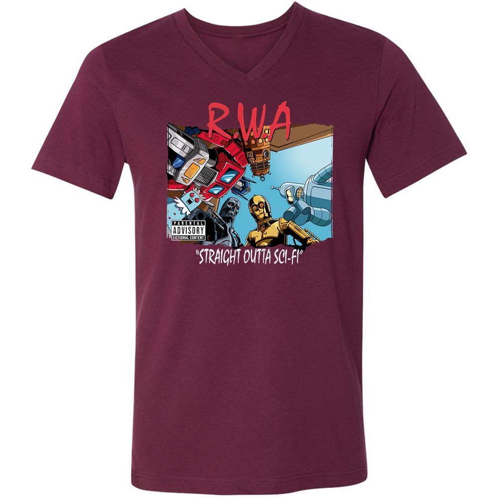 Unisex V-Neck T-Shirt - KCGGVCUV - Maroon - 6