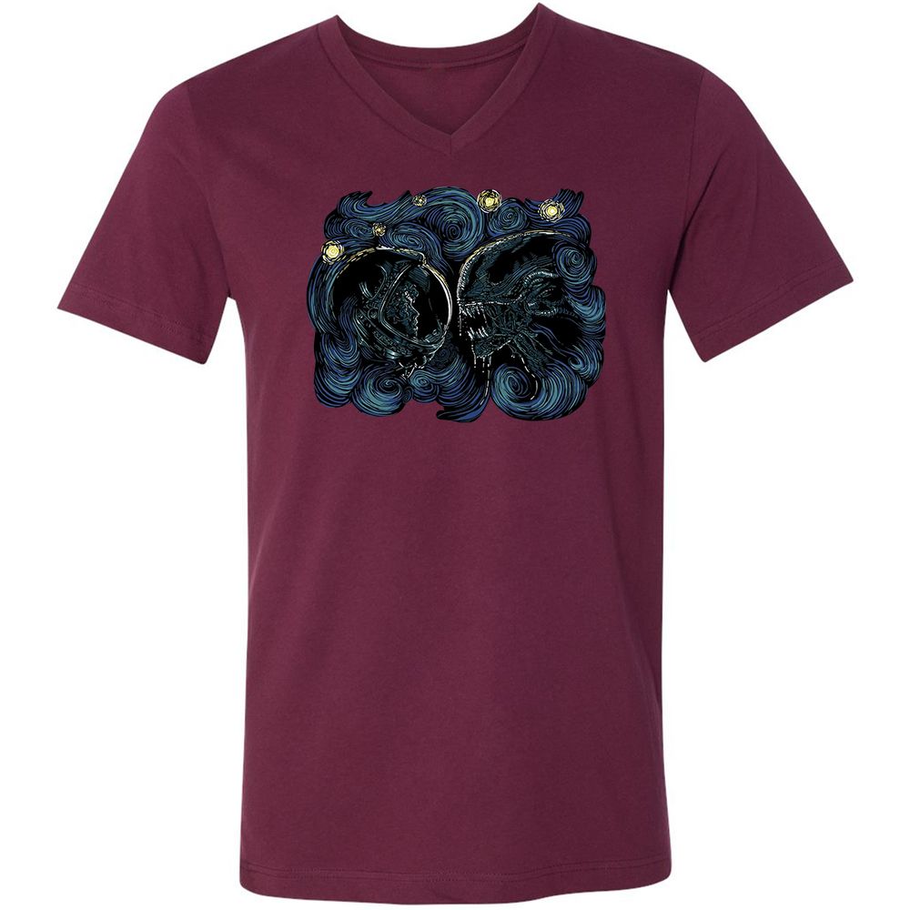Unisex V-Neck T-Shirt - FEKEPGP3 - Maroon - 6
