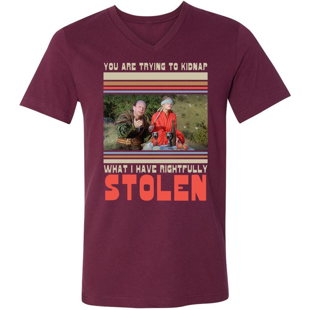 Unisex V-Neck T-Shirt - JRBGH9UD - Maroon - 6