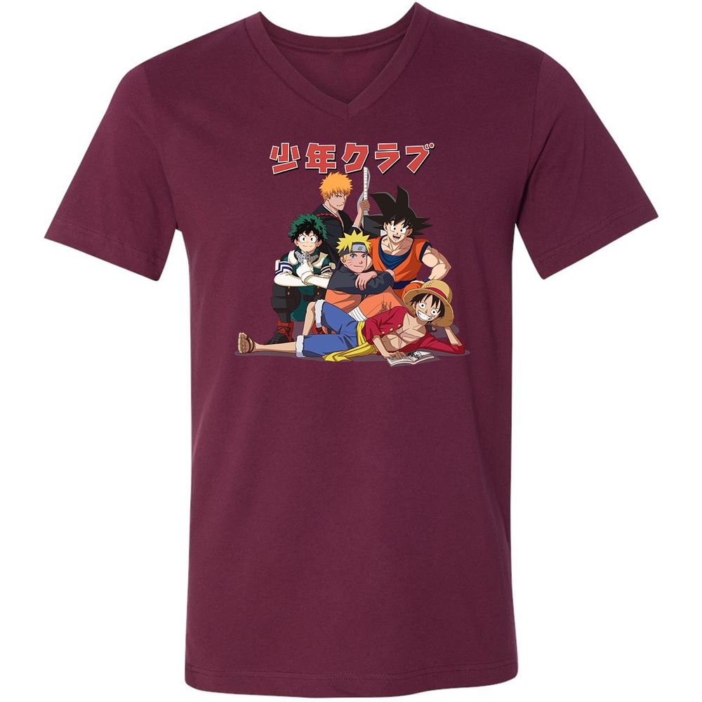 Unisex V-Neck T-Shirt - B54SA8AQ - Maroon - 6