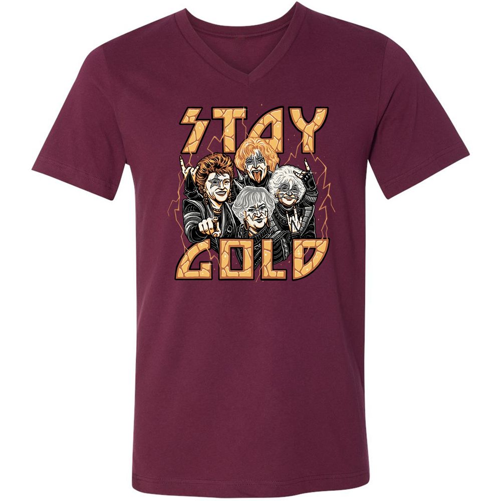 Unisex V-Neck T-Shirt - KMKCEUR7 - Maroon - 6