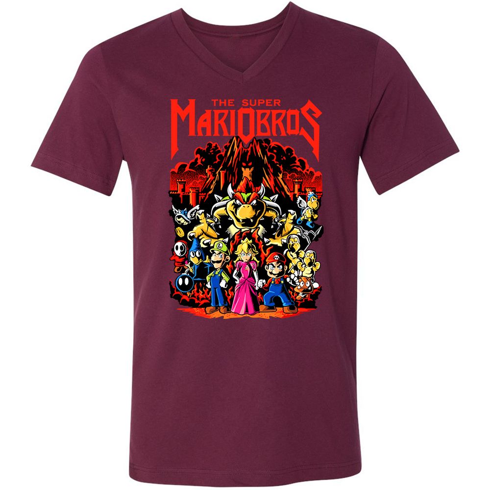 Unisex V-Neck T-Shirt - 6334TRUD - Maroon - 6