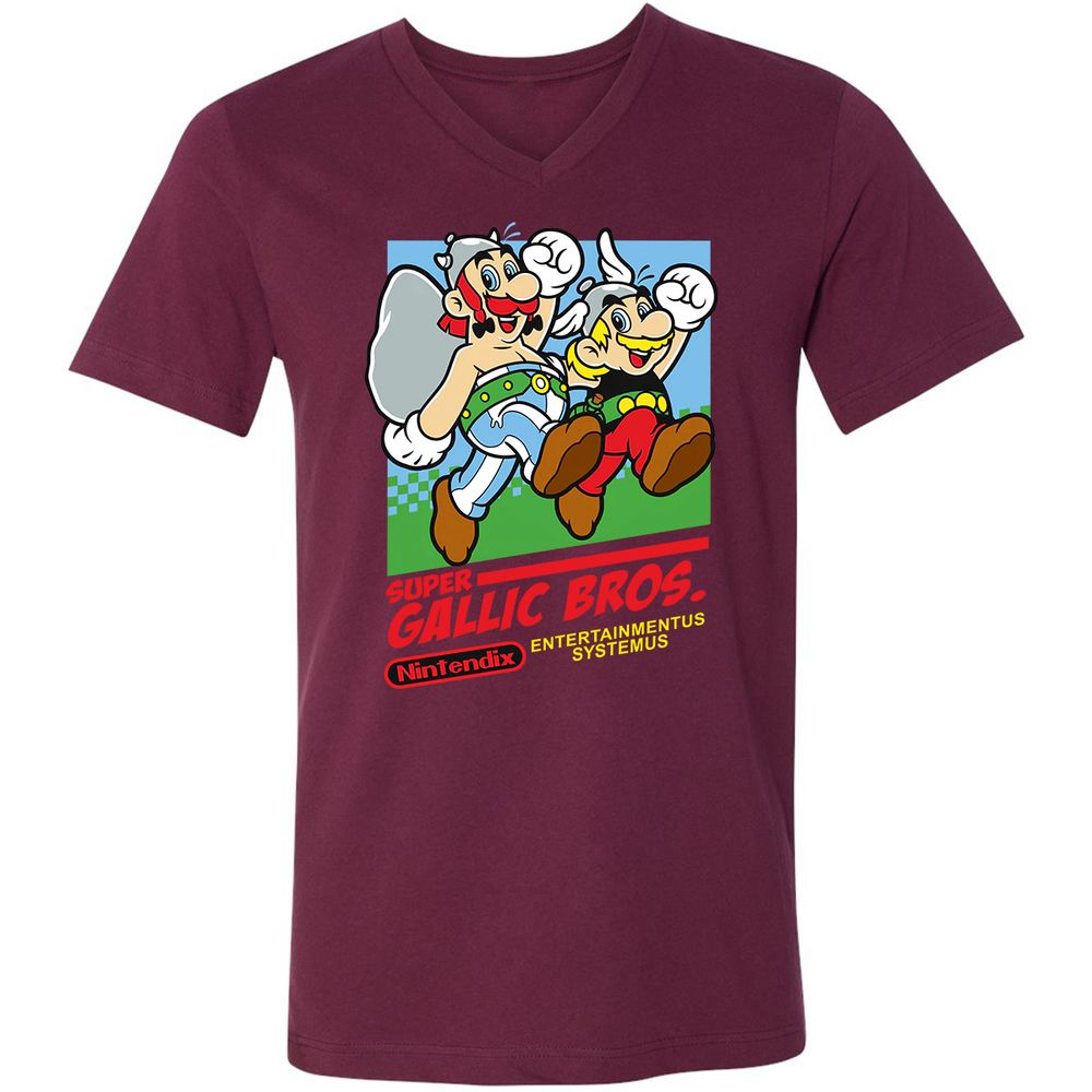 Unisex V-Neck T-Shirt - C4M589FP - Maroon - 6
