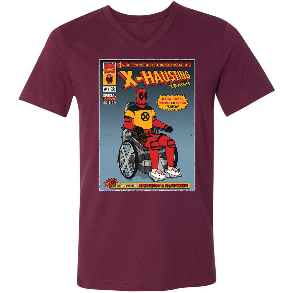 Unisex V-Neck T-Shirt - T2BMXLKK - Maroon - 6