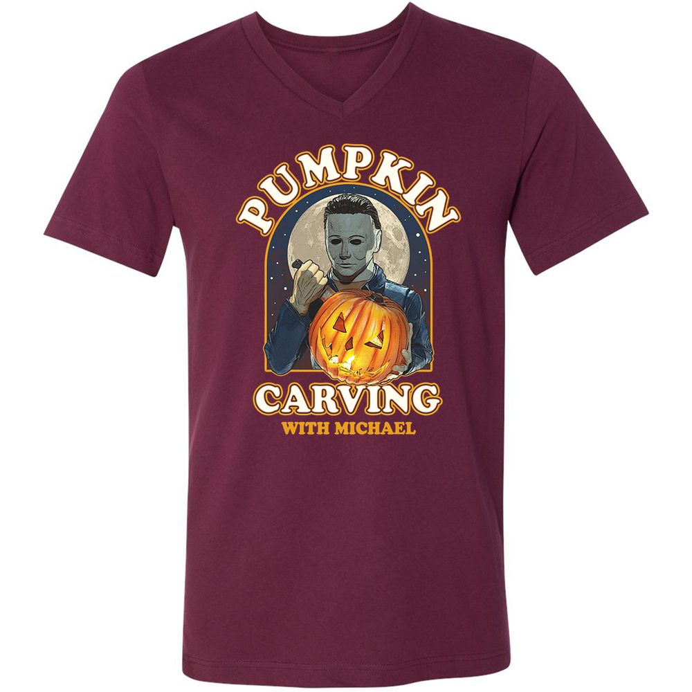 Unisex V-Neck T-Shirt - WK3CV2KG - Maroon - 6