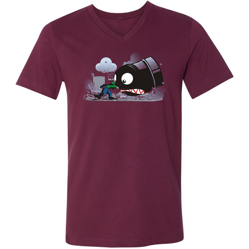 Unisex V-Neck T-Shirt - 7DYS8K68 - Maroon - 6