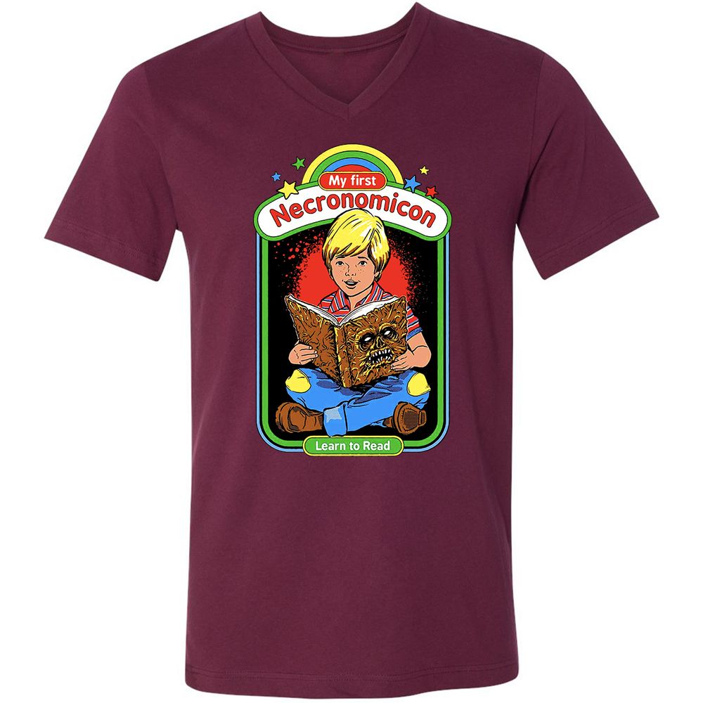 Unisex V-Neck T-Shirt - LMWLH6K8 - Maroon - 6
