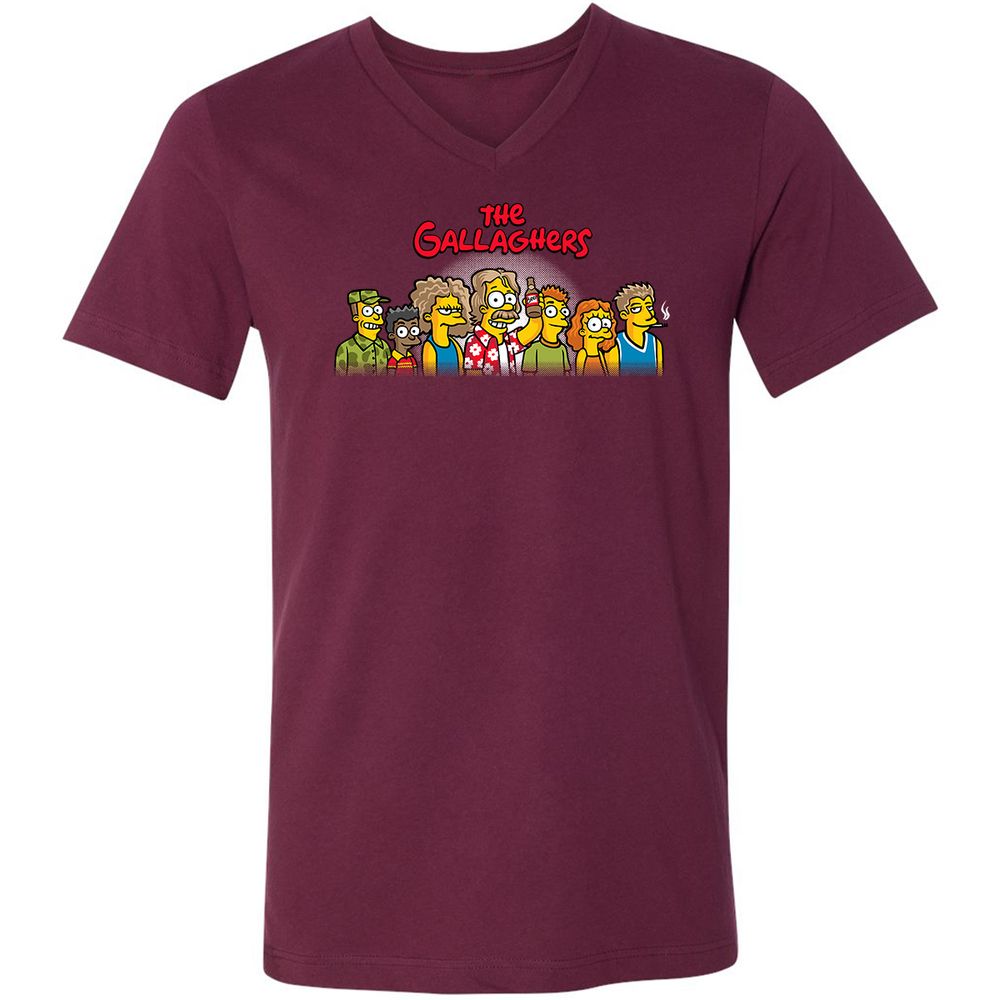 Unisex V-Neck T-Shirt - CAUBD64N - Maroon - 6