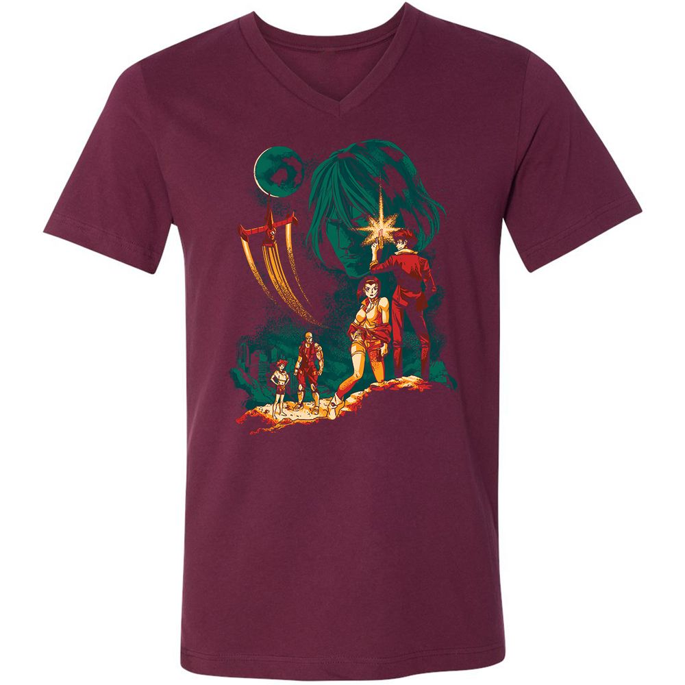 Unisex V-Neck T-Shirt - B1Q4WY5K - Maroon - 6