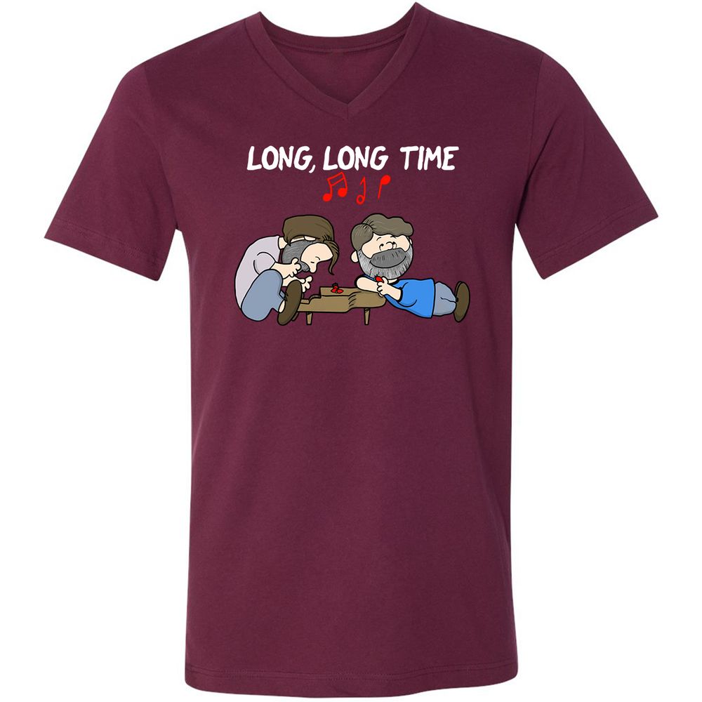 Unisex V-Neck T-Shirt - 1EMTQFK4 - Maroon - 6