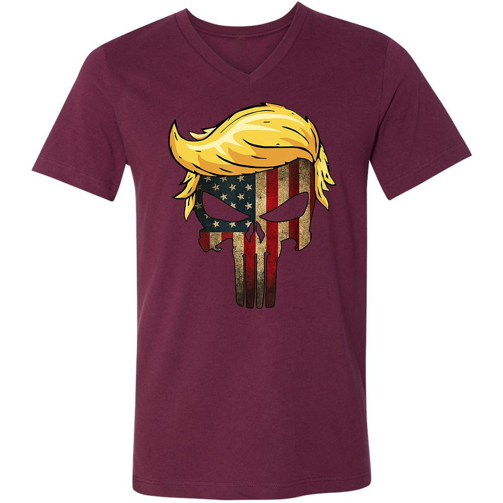 Unisex V-Neck T-Shirt - CWDAU6SV - Maroon - 6