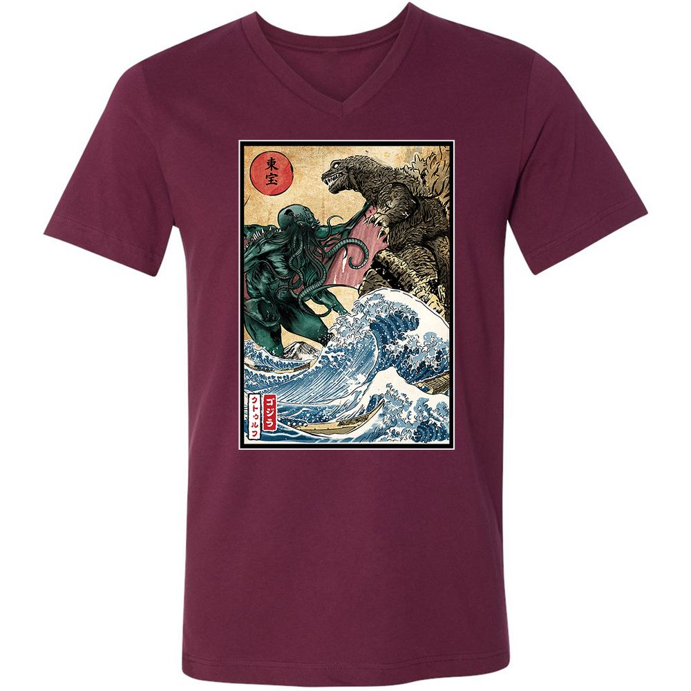 Unisex V-Neck T-Shirt - F1AY3XDG - Maroon - 6