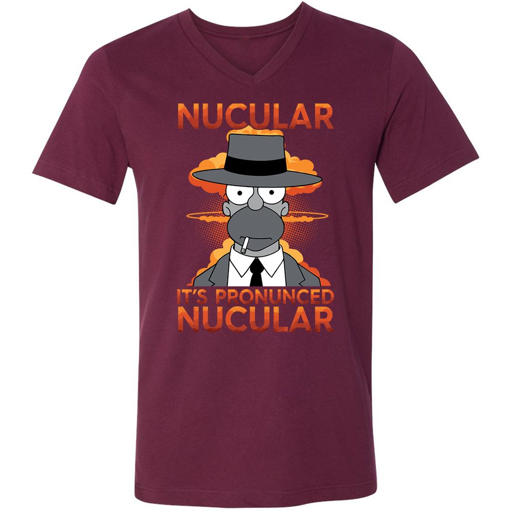 Unisex V-Neck T-Shirt - HLG2PUK5 - Maroon - 6