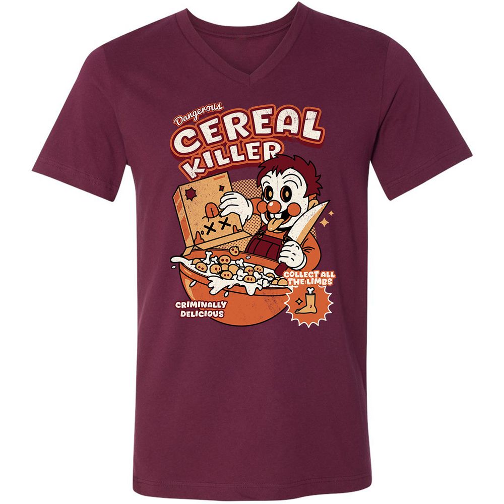 Unisex V-Neck T-Shirt - 7K6KNX7Q - Maroon - 6