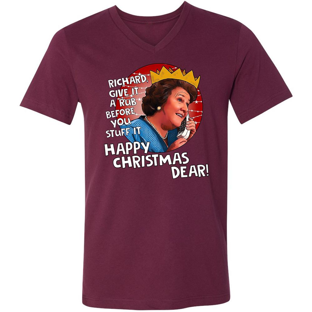 Unisex V-Neck T-Shirt - CL4WFWLW - Maroon - 6